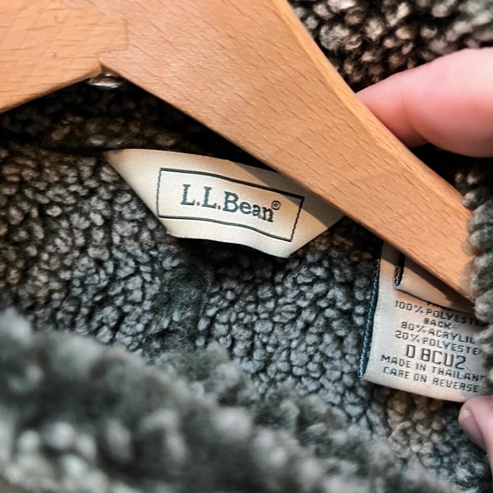 L.L. Bean Olive Green Sherpa-Lined Vest - Picture 2 of 7